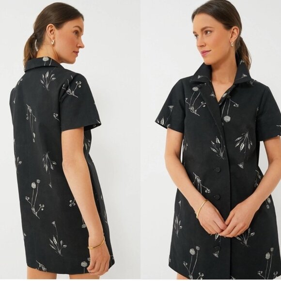 Tuckernuck NEW Black Meadow Rue Marley Collared Cotton Mini Dress Size XL - Picture 2 of 11